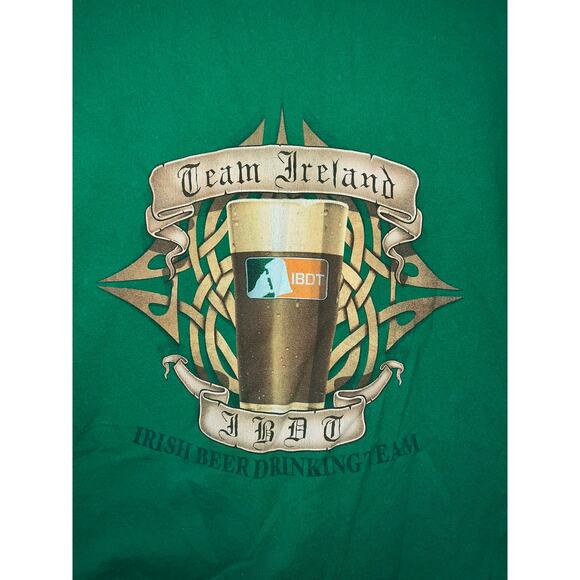 Vintage Irish Beer Drinking Team Shirt Alcohol Green Tee 2000s L Large - Picture 7 of 9